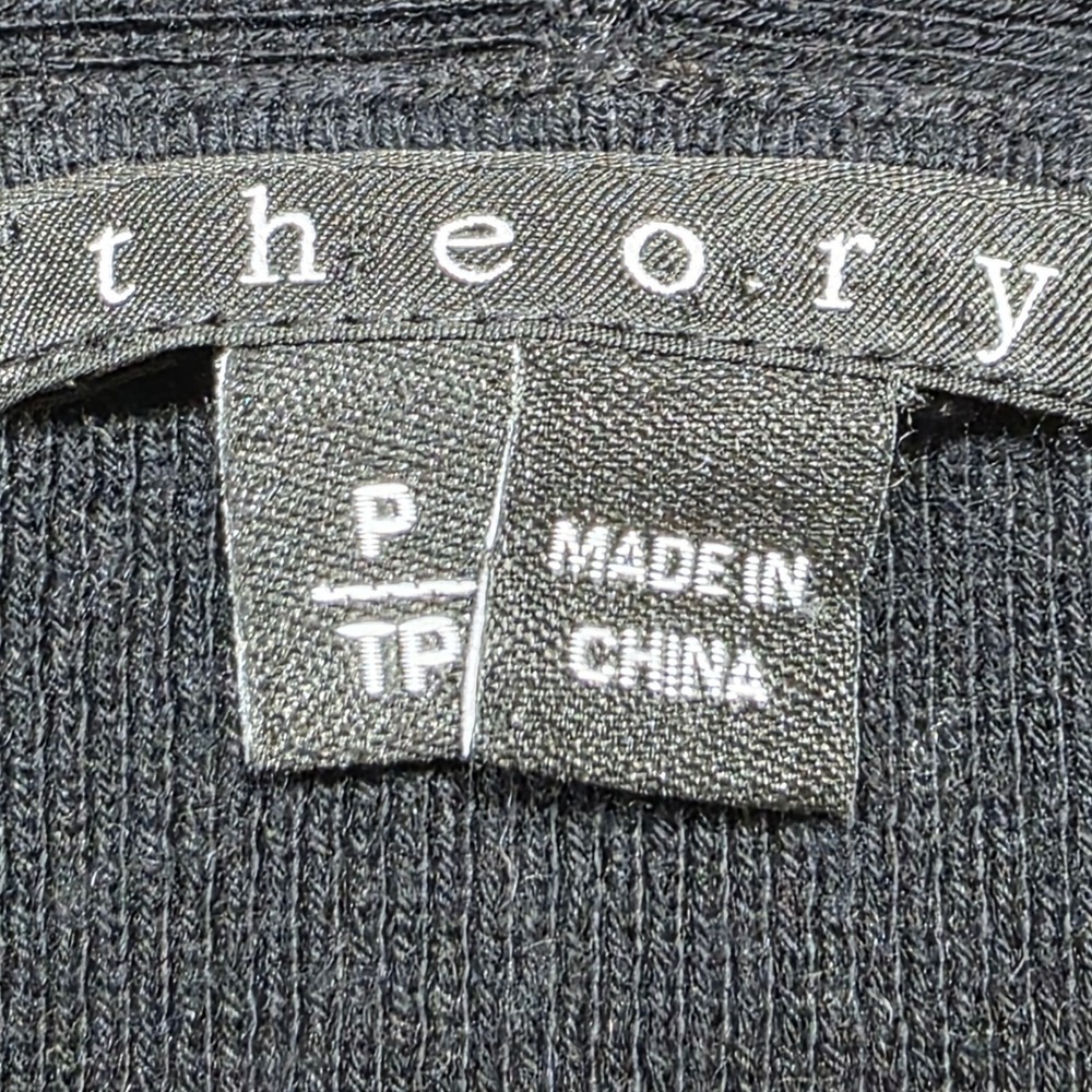 Theory Kalalyn Cardigan Women S Black Cotton Cashmere Open Front Draped Pockets - Picture 3 of 7